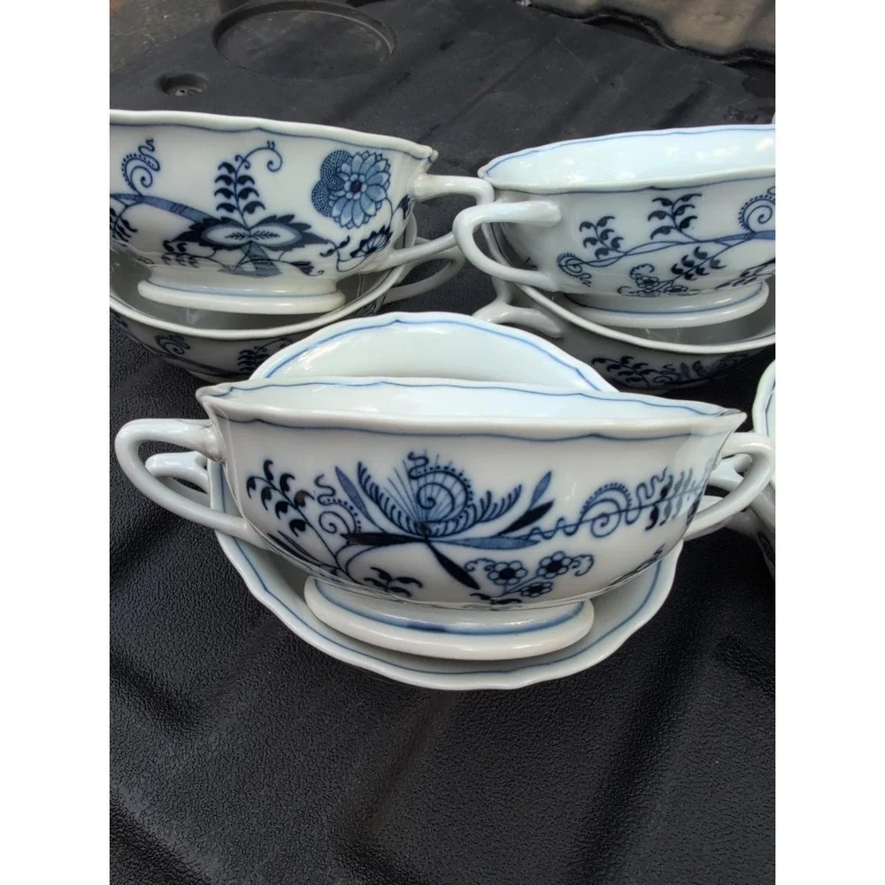 Lot Of 9 Vintage Blue Danube Cream Soup Bowls 5
